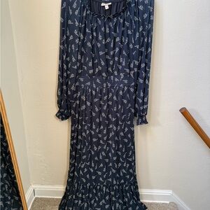 Knox Rose Dark Blue Floral Long Sleeve Dress